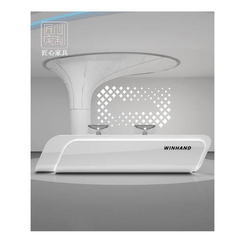 公司前台桌接待台美容院吧台服装店收银台简约现代烤漆前台不锈钢