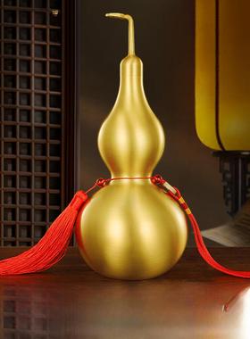 铜葫芦饰品铜八卦挂件黄铜开口开口镂空客厅纯黄铜工艺品全叶铜