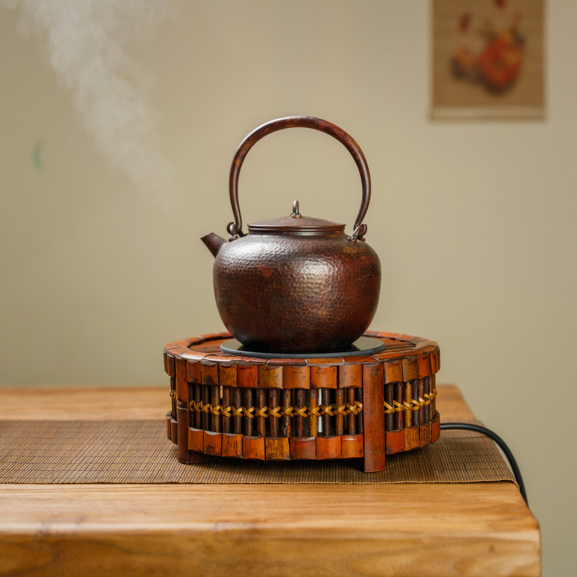 做旧竹子电陶炉 炉子电炉炭炉 竹子烧水炉子 围炉煮茶 竹制品茶具