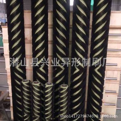 旋转尼龙丝毛刷辊 工业尼龙清洗刷辊 螺旋缠绕式毛刷辊