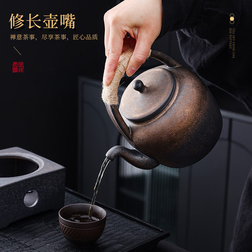 日式粗陶围炉煮茶炉定制logo