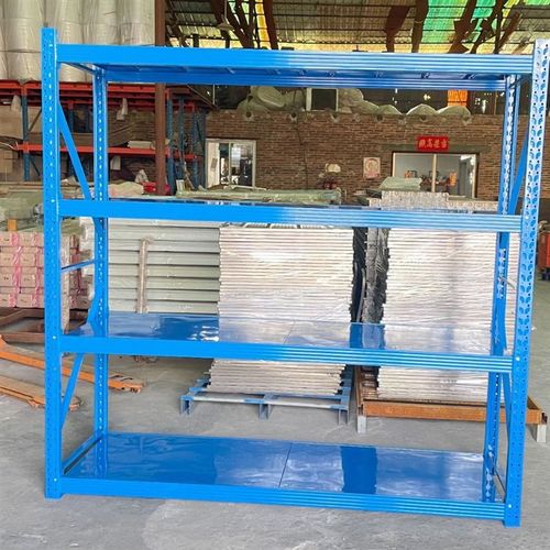 仓库置物货架常用铁制储物蓝x色简单安装300kg承重仓库货架