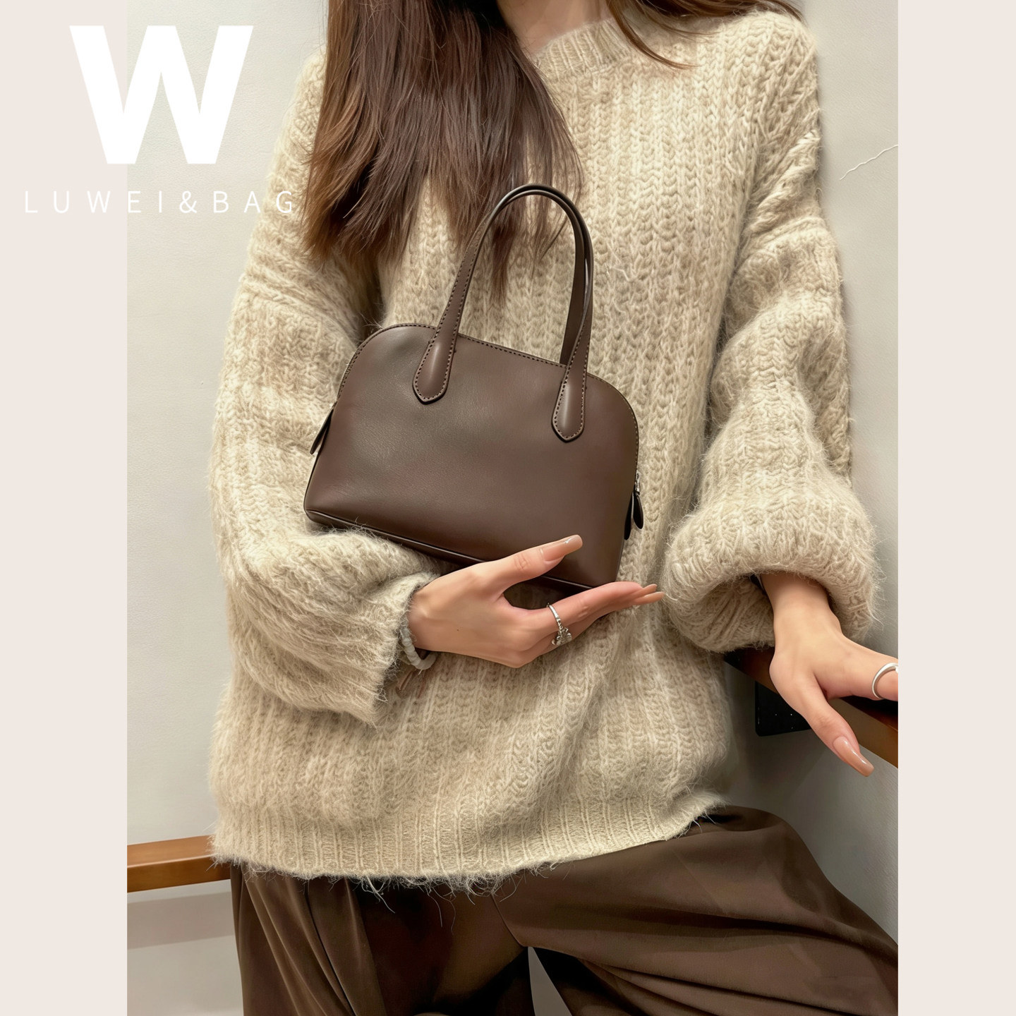 Row风Ingrid贝壳手提包真皮斜挎包2025新款轻奢小众高级