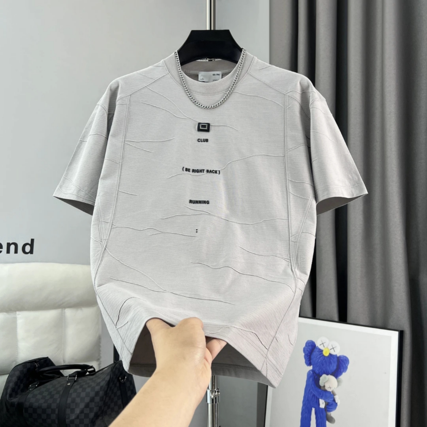 加贝洋2026春季新款短袖T恤男款宽松休闲风线条怎么印花时尚上衣