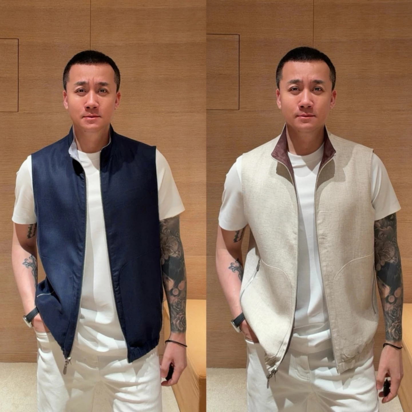 加贝洋轻奢风纯色拉链马甲外套男款时尚气质休闲百搭潮流坎肩背心