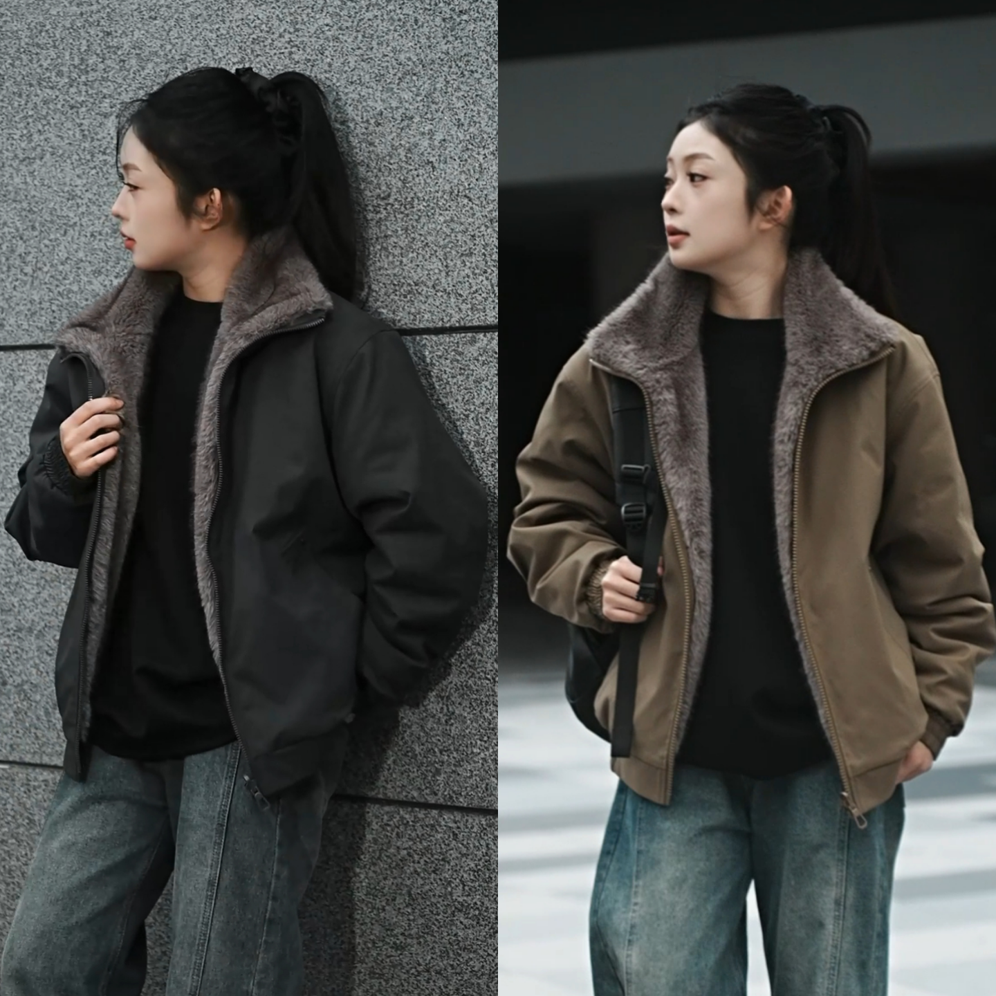 【两面穿座山雕】冬季重磅保暖加厚加绒夹克高级感时尚翻领外套男