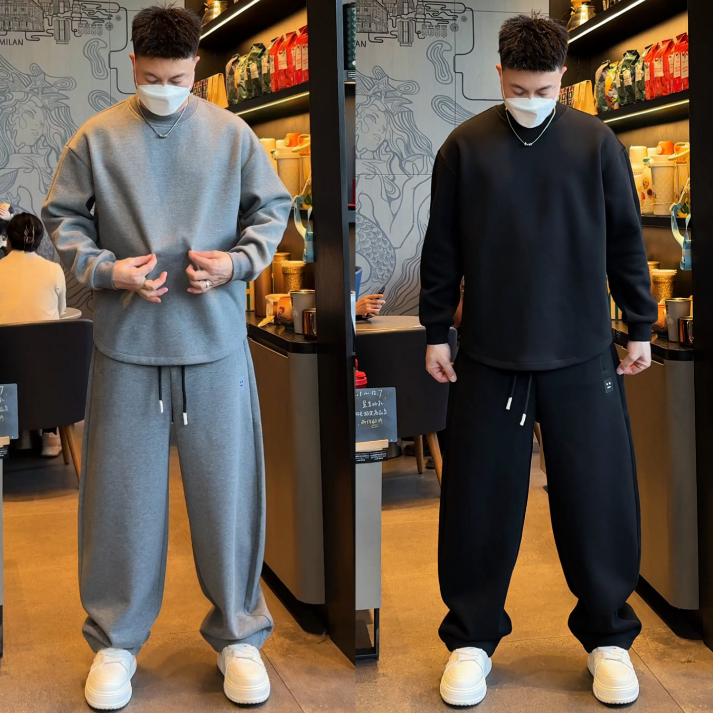男士时尚潮流圆领卫衣卫裤两件套