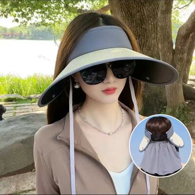 夏季新款加大帽檐遮阳防晒帽空顶