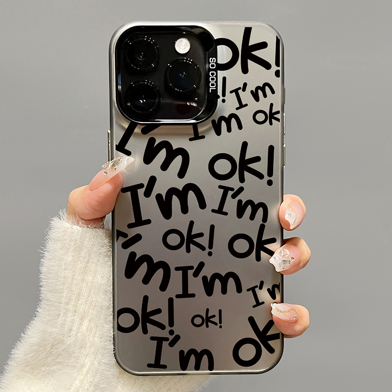 Imok适用苹果16promax手机壳新款彩绘iPhone15pro个性创意英文14小众高级感13磨砂彩银IMD12全包防摔11pm保护
