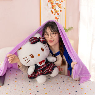 卡通抱枕空调被卡皮巴拉毛绒玩具公室午睡空调毯熊猫抱枕礼物