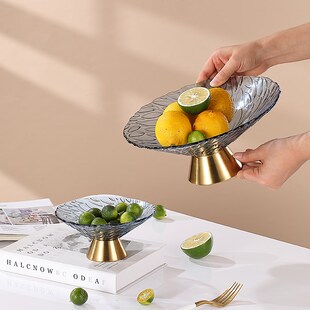 北欧风玻璃水果盘家用客厅高脚果斗干果零食糖果摆放盘