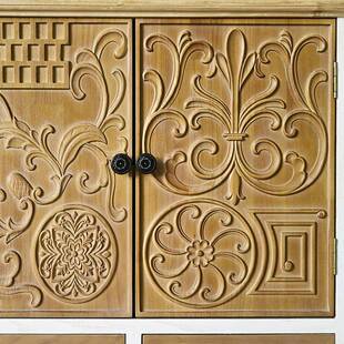 美式实家具柜子橡木雕刻门VJI厅落地木玄关柜阻断拆屏胶风可装柜