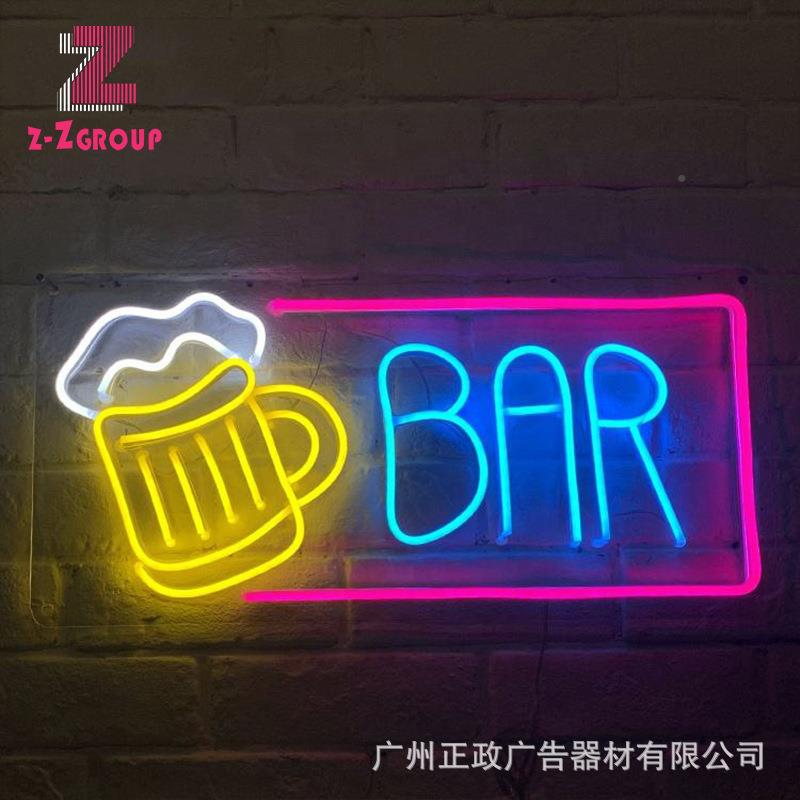 lle霓虹灯亚克d底板灯带发光字酒吧字母网红墙ogo装力饰ZZ-24333