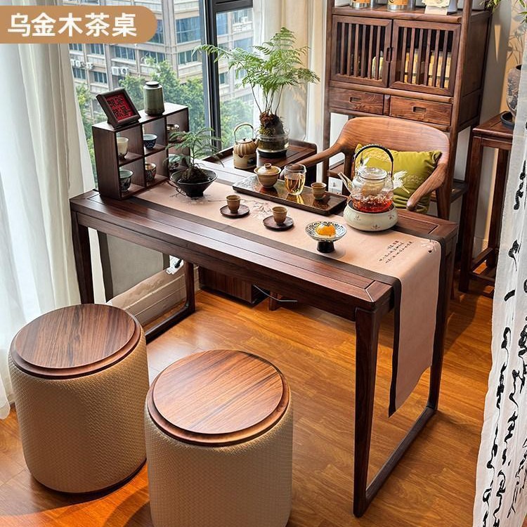 宋氏美学乌金木阳台茶古风家庭桌椅家用客厅阳台小户型茶台一体