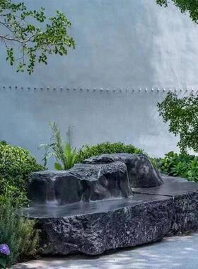 造源头厂家天然黑景山040701石观石水钵石鱼池假山枯山水景价格优