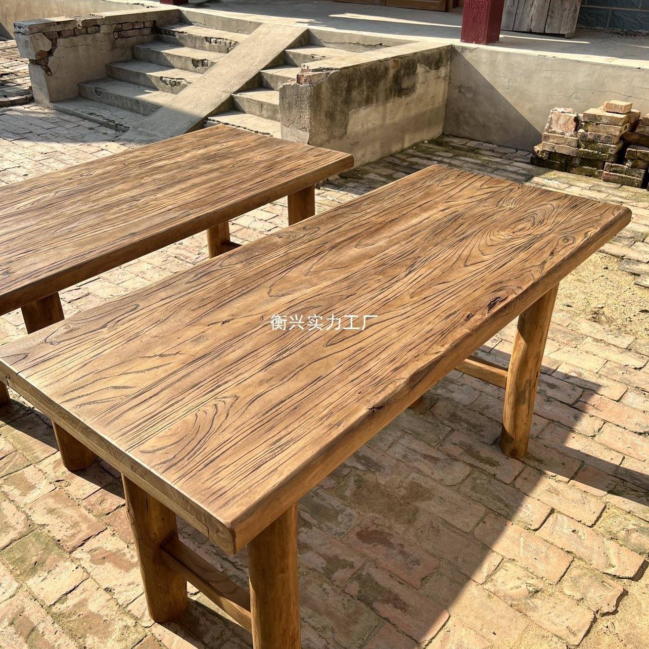 老木桌子复古桌原木实木桌子ZKM茶吧台长桌书桌餐桌阳榆桌台民宿