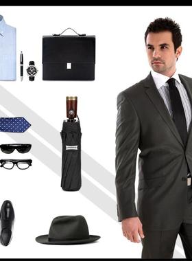 欧180628铜士多娜晴伞全自动折叠太雨阳木伞骨柄十加大黑胶遮阳广