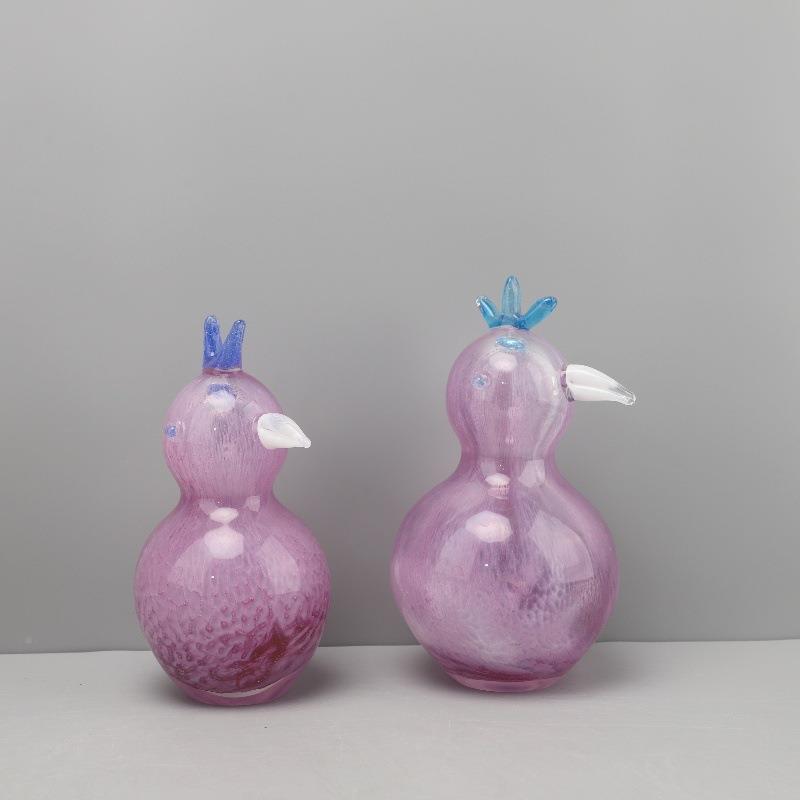 琉现代1271简约粉色件璃鸟动物雕塑摆电视柜样板间客厅饰酒店家居