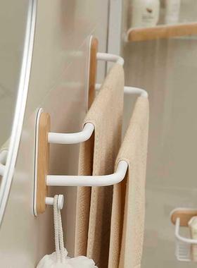 CMEO免原木风白色打孔毛挂巾架卫生间巾架毛浴巾F9675HT8杆杆壁挂