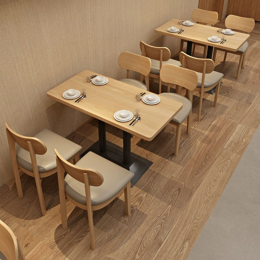 简餐小吃店实木桌椅组合餐厅快餐店学校食堂餐饮饭店桌椅商用卡座