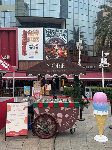 商场户外铁艺花小吃街摆摊小推车集市可移动饮品小吃售卖促销车