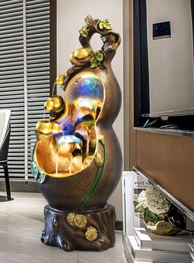葫芦风环水轮景喷泉湿办公室客厅观招财循水喷泉加器9218落地开业