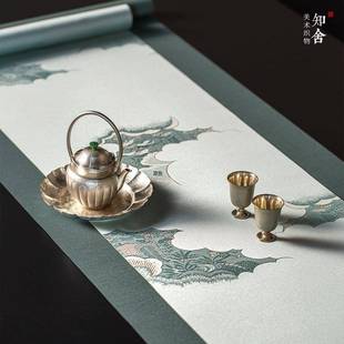 复古茶桌台垫子双面茶禅意布艺 云霞翠轩织锦席套组中布云霞翠轩式