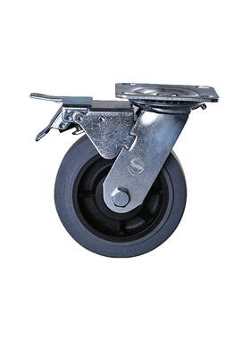 6承x2灰色导电双刹轮机柜车轮厂万刹向脚轮高重轮房手6x2灰色推车