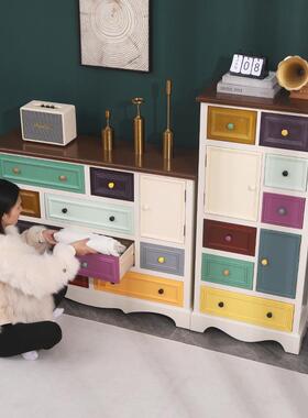 美式乡村纳木质ZG-65814卧实室电视斗柜现代约多功能简彩色抽屉收