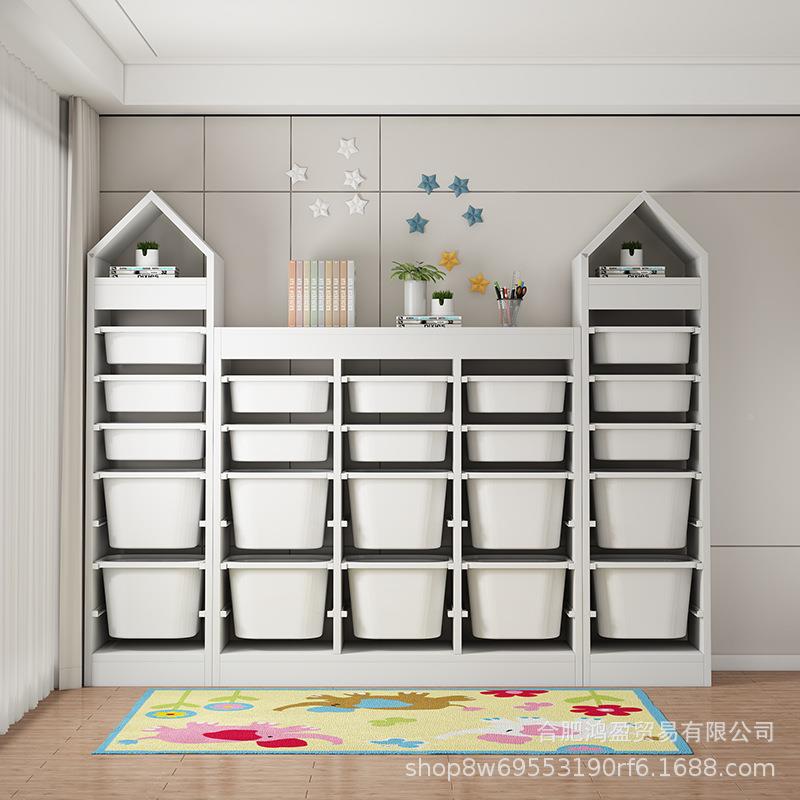 实儿童玩具收纳柜本整理柜宝宝绘一体书HOA架大容客厅阳台置量木