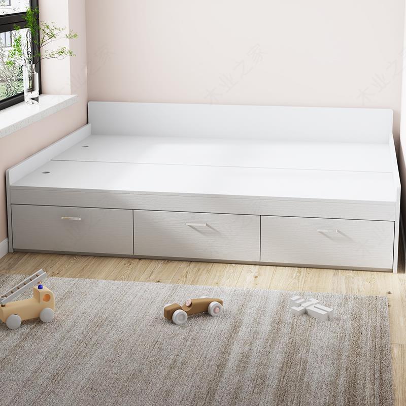 m人y定制实木榻榻米QRG无床头儿落地储物高箱户型抽屉小1米2童单