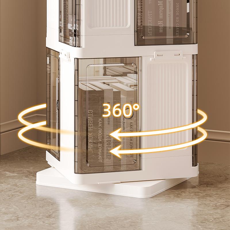 旋书架家用简约卧室客厅置架多转层书架带书柜门一物体式免GMC安