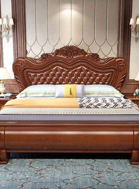 欧式实木床1.8米婚床1.主5米储YHS奢华雕花主床卧大床高公箱物床