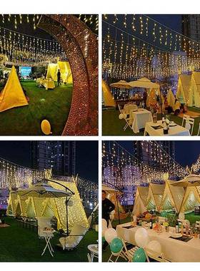 XY57冰条量瀑布冰条窗帘灯诞铜线彩装饰串灯露营氛围大夜市LE圣D