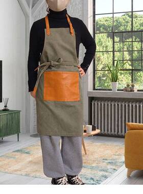袋美式P口UPU脖围裙围腰家用厨无品牌/房挂做饭男女花艺师随性简