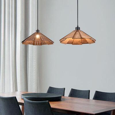 日古式复餐厅吊灯名宿艺A8023木草帽客栈吧台术卧室房间灯具复质