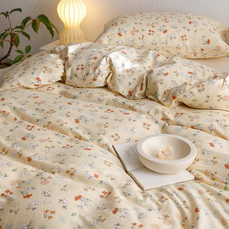 A类母婴级面气件料双层纱四套温柔花KEI全棉透纯棉柔软田园碎风套