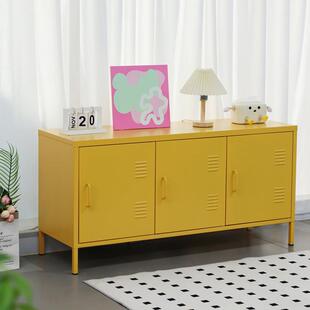 北欧简约铁艺电视柜防晒铁皮阳台收纳柜杂物柜子小户型钢制铁皮柜