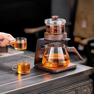 家用懒人泡茶神器办公室功夫茶壶2025新款 玻璃自动茶具套装