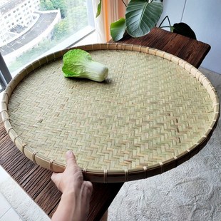 簸箕无孔家用晾晒圆簸箕加固竹制品 纯手工制作竹编老式