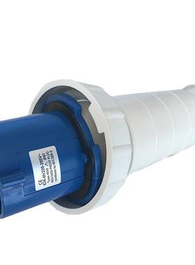 乐瑶工业插头033 防水防尘防雨IP67插头220v蓝色3P63A插头工业用