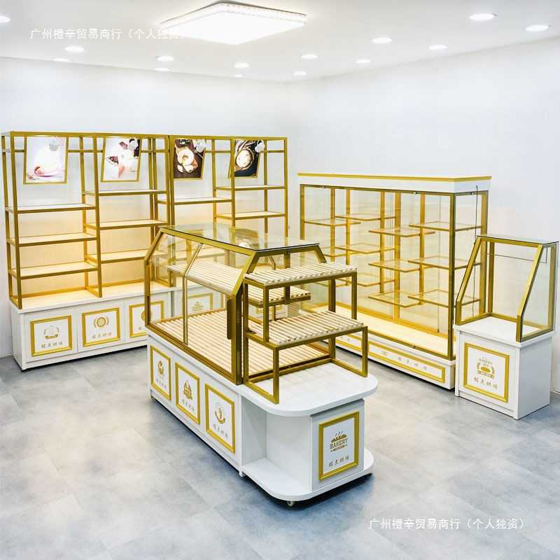 新款镀钛面包柜面包展示柜弧形中岛柜边柜模型柜收银台餐盘柜柜子