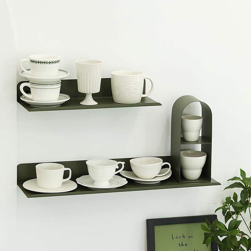 墨绿色墙上隔板 居家软装装饰板 收纳分层置物架 铁艺一字分层板