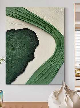 大芬油画村纯手绘油画玄关走廊客厅装饰画立体肌理画《绿意燎原》