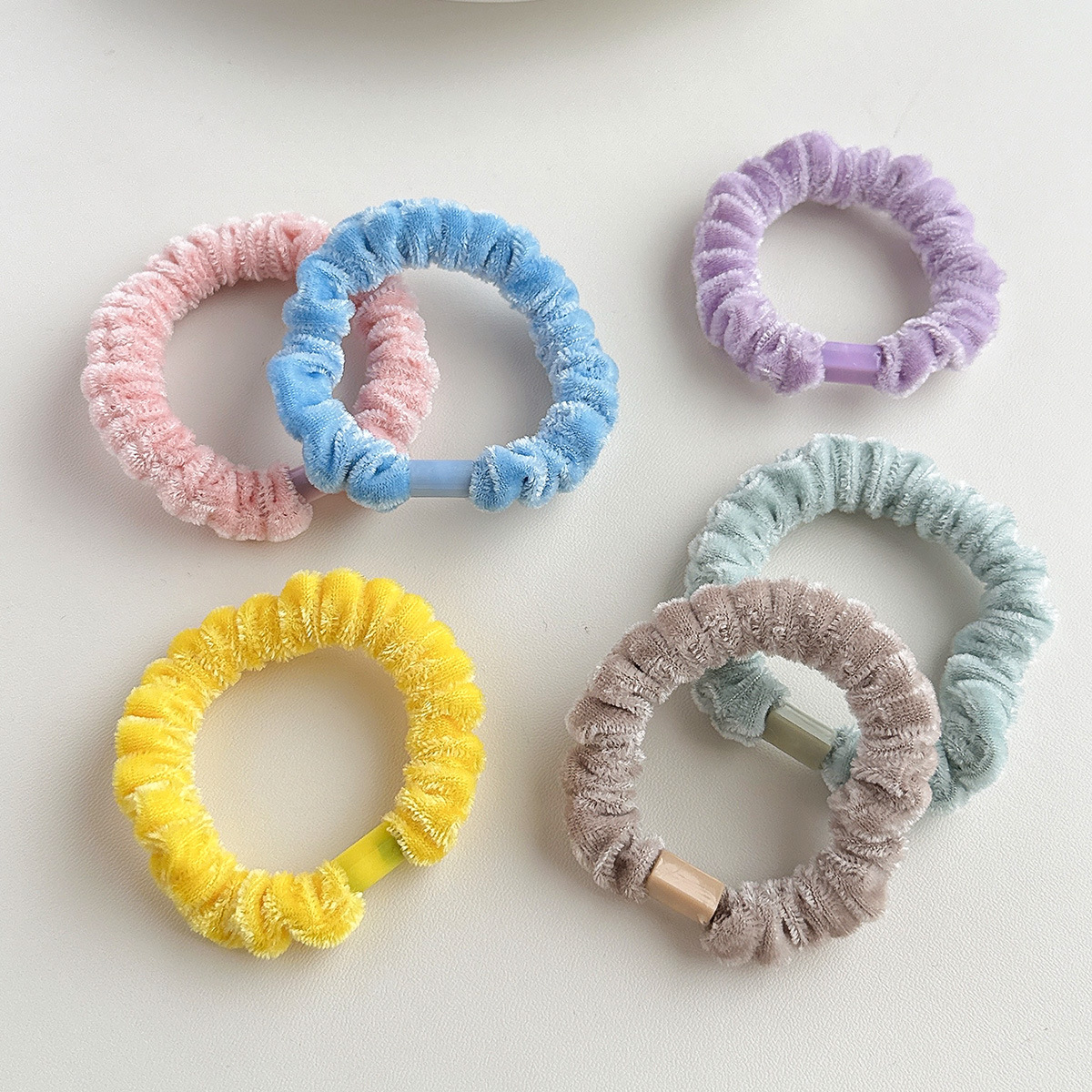 欧美跨境简约金丝绒小肠发圈彩色基础时尚发绳百搭甜美头绳皮筋