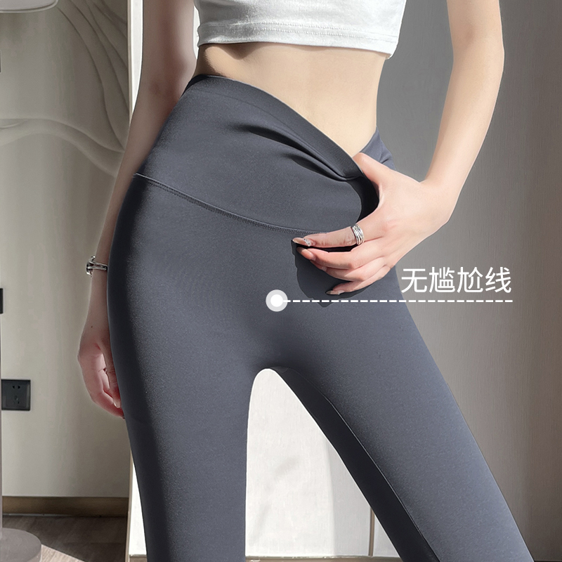 无痕鲨鱼裤女春秋新款高腰收腹提臀显瘦显高健身骑行瑜伽打底裤子