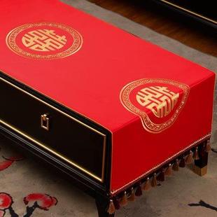 新款 饰台布喜字茶台垫布电视柜盖布 茶几桌布红色新中式 结婚餐桌装