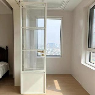 定制上海法式复古老钢窗厨房卫生间白色窄边折叠门吊轨阳台客厅门