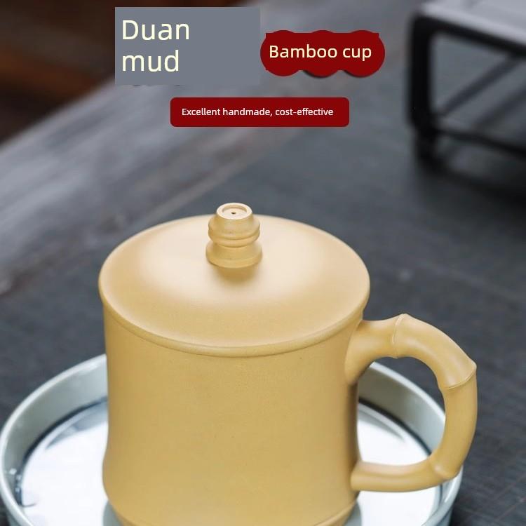 正宗宜兴男女紫砂杯，手工雕刻款，泥素竹茶杯，个人饮茶礼品