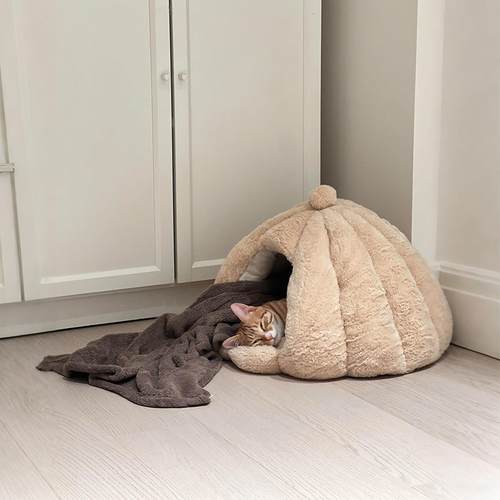 宠物圆形猫窝四季通用帐篷窝猫别墅半封闭式秋冬季加绒保暖狗窝